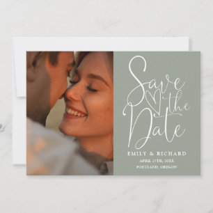 Reserva La Fecha Sage Green Boda 2 Photo Elegant Script