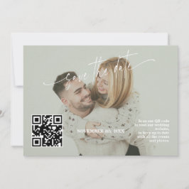 Reserva La Fecha Sage Green Calligraphy QR Code Photo Wedding