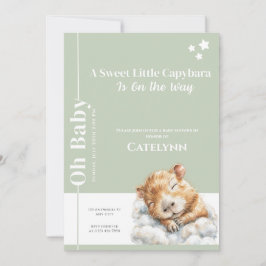 Reserva La Fecha Sage Green Capybara Baby Shower Invitation