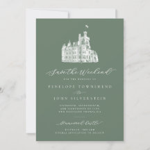 Sage Green Castle Ilustracion Boda de fin de seman