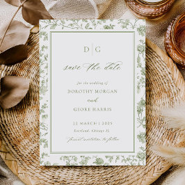 Reserva La Fecha Sage Green Chinoiserie Flat Save the Date Card