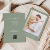 Sage Green Elegant Boda de texto y fotografía Códi