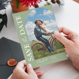 Reserva La Fecha Sage Green Elegant Photo Wedding Salva La Fecha