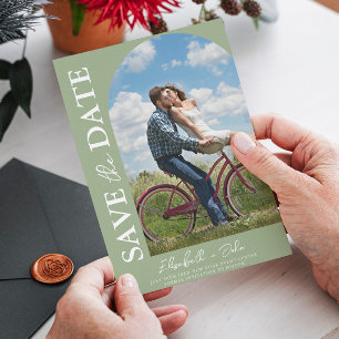 Reserva La Fecha Sage Green Elegant Photo Wedding Salva La Fecha