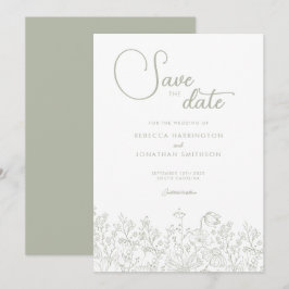 Reserva La Fecha Sage Green Floral Elegante Boda Salven La Fecha