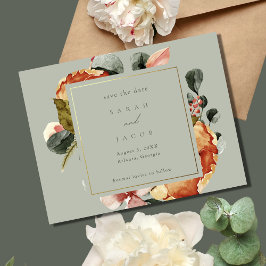Reserva La Fecha Sage Green Floral Garden Wedding
