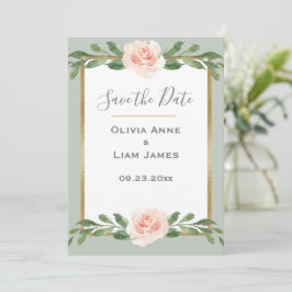 Reserva La Fecha Sage Green Floral Watercolor Romántico Boda