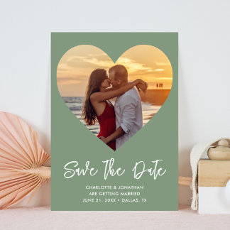 Reserva La Fecha Sage Green Heartout For Boda Photo