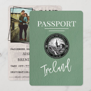 Reserva La Fecha Sage Green Ireland Passport Save the Date