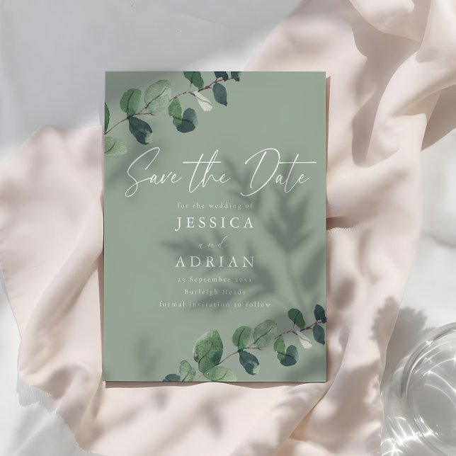 Reserva La Fecha Sage & Green Leaves Boda moderno (Subido por el creador)