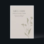 Reserva La Fecha Sage Green Minimalist Botanical Taupe Wedding<br><div class="desc">This save the date card features a warm taupe background with a single painterly sage green wildflower stem and a refined mix of serif and script typography. The understated, editorial design feels calm and sophisticated, ideal for the couple drawn to nature-inspired elegance and earthy, considered aesthetics. A beautiful choice for...</div>