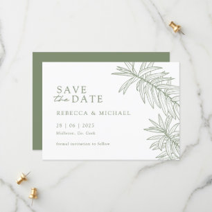 Reserva La Fecha Sage Green Minimalista Botánico Save The Date