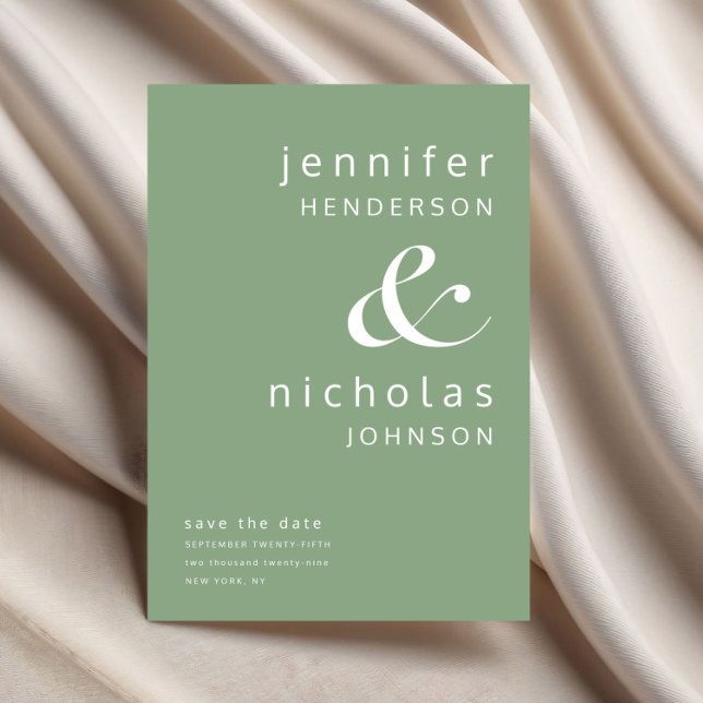 Reserva La Fecha Sage Green Modern Ampersand Typography Boda (Sage Green Modern Ampersand Typography Wedding Save The Date)
