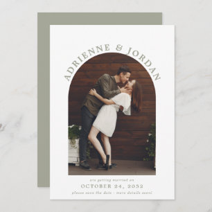 Reserva La Fecha Sage Green Modern Arch Photo Save the Date