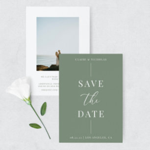 Reserva La Fecha Sage Green Modern Elegant Wedding Bold Textos y fo