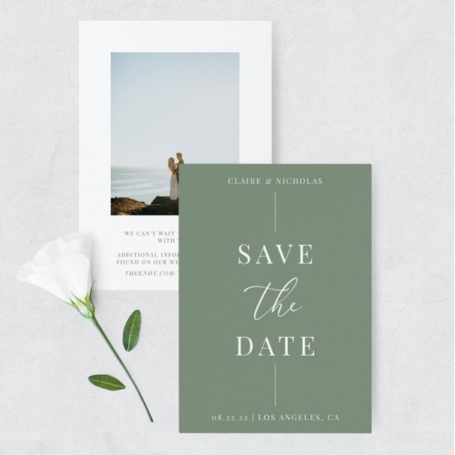 Reserva La Fecha Sage Green Modern Elegant Wedding Bold Textos y fo (Subido por el creador)