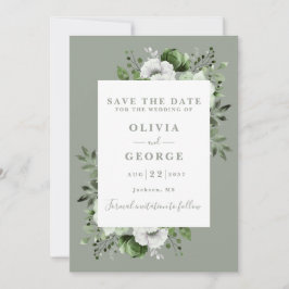 Reserva La Fecha Sage Green Modern Watercolor Floral Boda