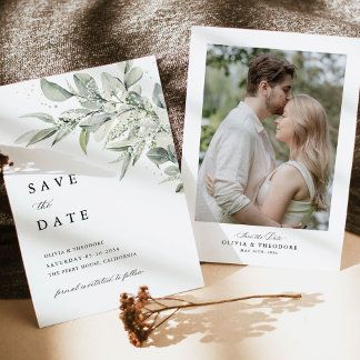 Reserva La Fecha Sage Green Photo Botanical Wedding