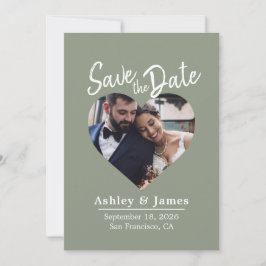Reserva La Fecha Sage Green Photo Modern Script Save the Date