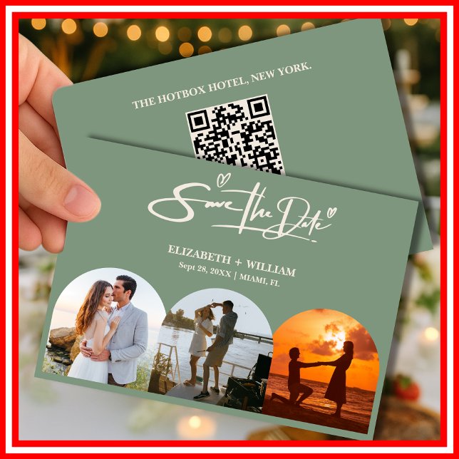 Reserva La Fecha Sage Green Photo QR Code Elegant Wedding (Subido por el creador)