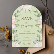 Sage Green Pink Garden Floral Elegante Boda