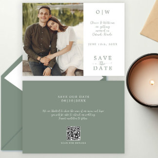 Reserva La Fecha Sage Green QR Code Photo Save the Date