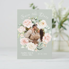 Reserva La Fecha Sage Green Rubor Watercolor Photo Floral Boda
