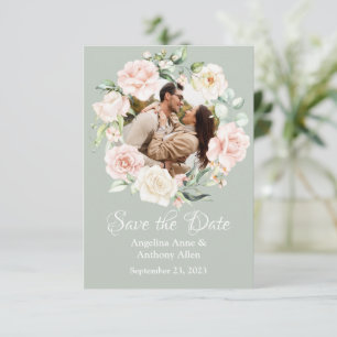 Reserva La Fecha Sage Green Rubor Watercolor Photo Floral Boda