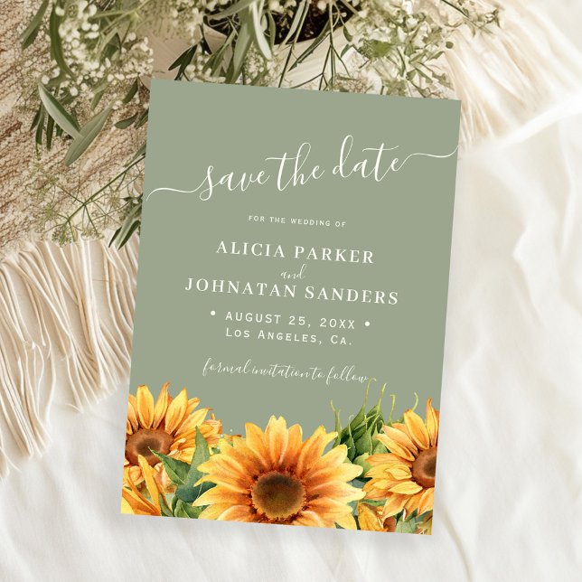 Reserva La Fecha Sage green rustic boho floral summer wedding (Subido por el creador)