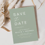 Reserva La Fecha Sage Green Save the Date Elegant Script Minimalist<br><div class="desc">Boda Elegant Guardar las tarjetas de fecha. Las tarjetas Save the Date contienen una moderna tipografía de escritura cursiva con letras a mano que son elegantes,  simples y modernas para usar después de la minimalista celebración del día de la boda.</div>