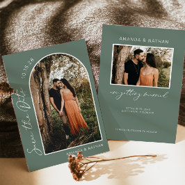 Reserva La Fecha Sage Green Simple Arch Photo Boda