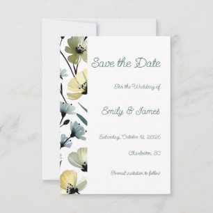 Reserva La Fecha Sage Green & Soft Yellow Botanical Wedding