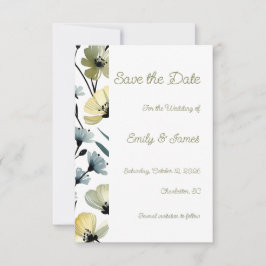 Reserva La Fecha Sage Green & Soft Yellow Botanical Wedding