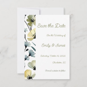 Reserva La Fecha Sage Green & Soft Yellow Botanical Wedding
