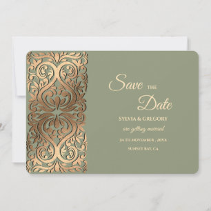 Reserva La Fecha Sage Green y Faux Gold Salven la cita elegante