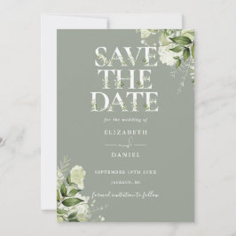 Reserva La Fecha Sage Greenery Floral Typography Boda de código QR