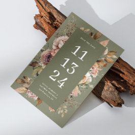 Reserva La Fecha Sage Olive Green Boda | Elegante tierra floral