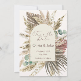 Reserva La Fecha Sage Pampas Grass Save the Date | Boho Rustic