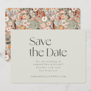 Reserva La Fecha Sage Rústico Gris Floral Boho Boda Personalizada