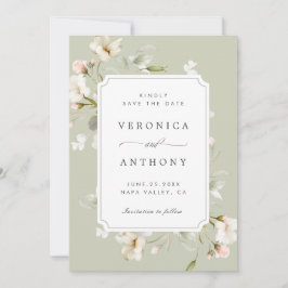 Reserva La Fecha Sage White Rubor Elegant Floral Boda Foto
