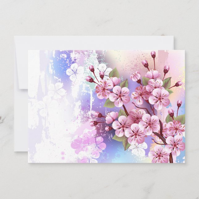 Reserva La Fecha Sakura rosa sobre fondo de pintura (Anverso)