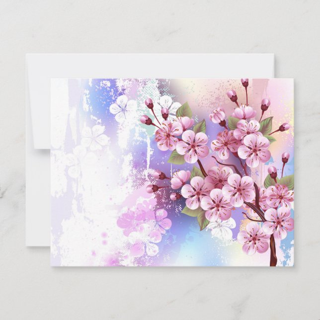 Reserva La Fecha Sakura rosa sobre fondo de pintura (Anverso)