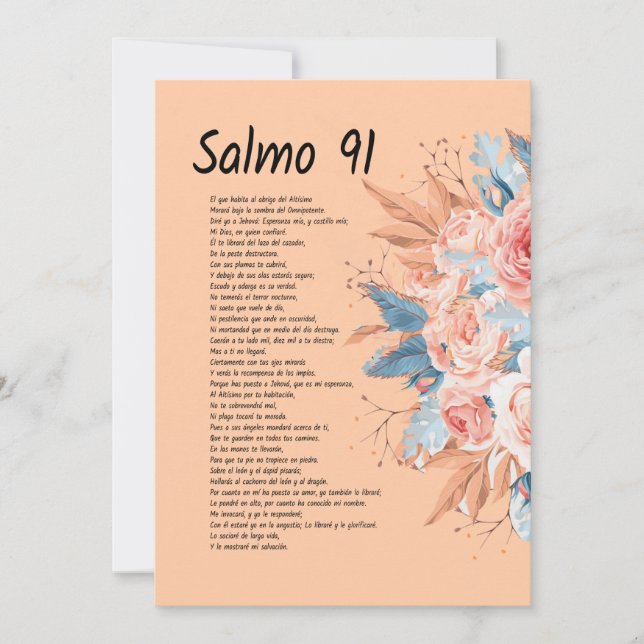 Reserva La Fecha Salmos 91, versículo de la Biblia con hermosas flo (Anverso)