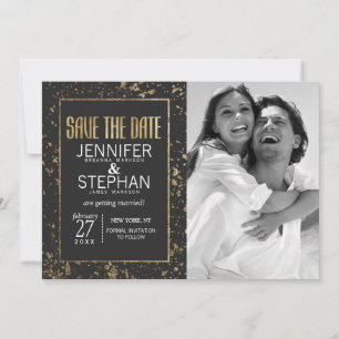 Reserva La Fecha Salpicaduras de pintura dorada Save the Dates