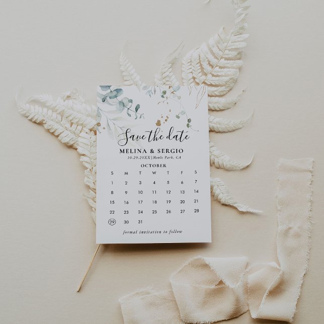 Reserva La Fecha Saltos verdes dorados Guardar el calendario de fec (Subido por el creador)