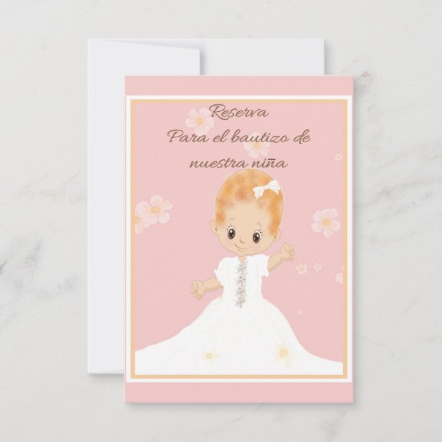 Reserva La Fecha Salva la cita niña de bebé española (Anverso)