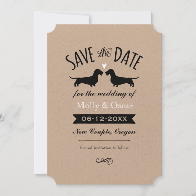 Reserva La Fecha Salvaguardar la fecha de la boda de Dachshunds de  (Anverso)