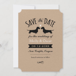 Reserva La Fecha Salvaguardar la fecha de la boda de Dachshunds de 