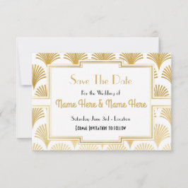 Reserva La Fecha Salvar la fecha de la boda Party Twenties Gold Fan