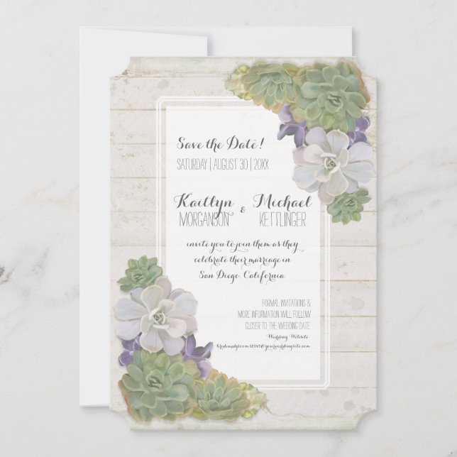 Reserva La Fecha Salvar la fecha en que el Cactus suculento desiert (Anverso)